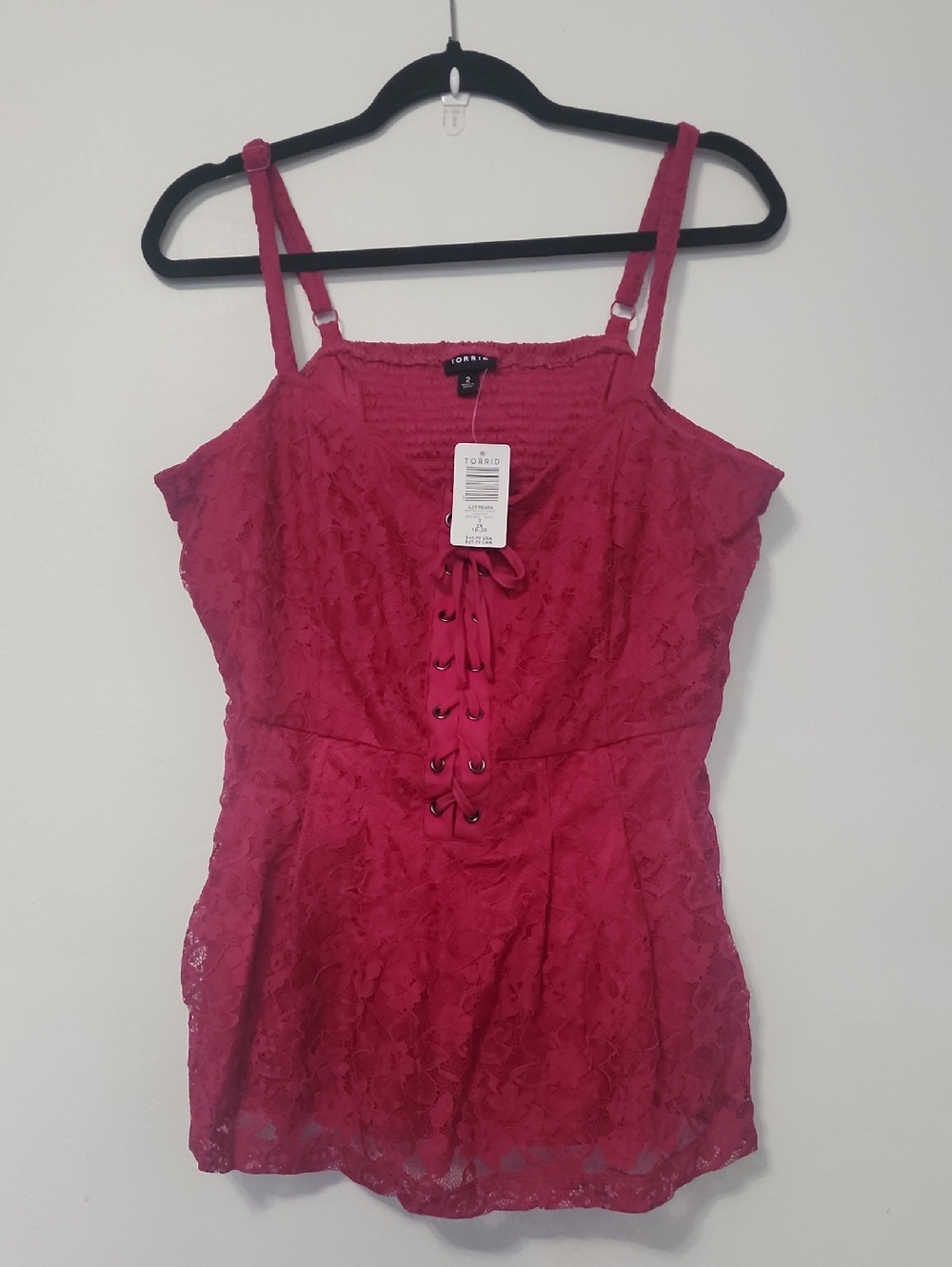 torrid Rose Pink Lace Lace-Up Camisole